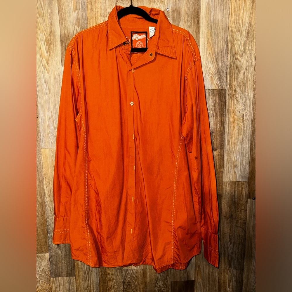 Hypnotic Genes Shirt Mens XXXL Sienna Brown Buddha Graphic Long Sleeve Cotton